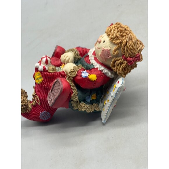 Christmas Ángel Raggedy Ann Stocking Hanger red green patch stars wings READ - Picture 5 of 8